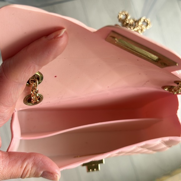 Quilted Pink Jelly Purse with Gold Chain Strap - Picture 10 of 12